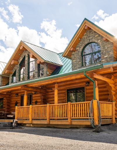 A finished log home construction