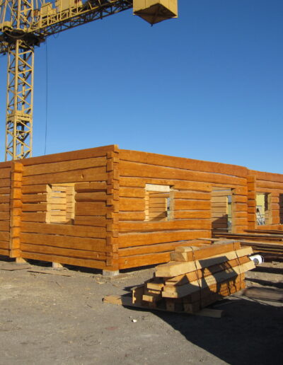 A log home under construction