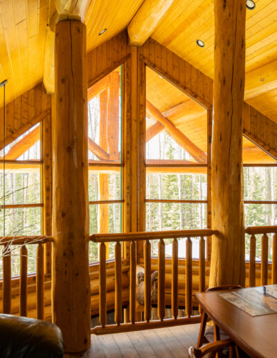 A log home upper deck interior